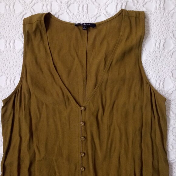 Madewell Heather Tank Top Sleeveless Dress Chartreuse Green V Neck Medium Women - Picture 4 of 10